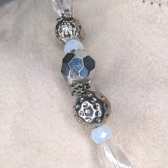 Y2K Cookie Lee Crystal Beaded Necklace Silver Faceted Glass Deadstock NWT - Picture 5 of 8